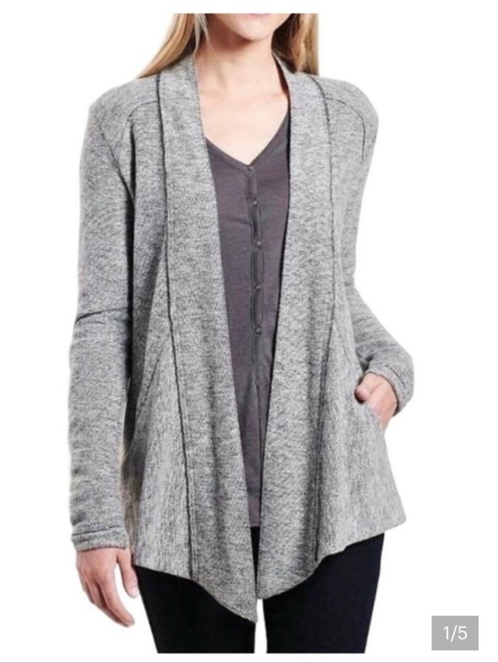 Kuhl Nova Wrap Grey Heathered Wool Women's Cardigan Gorpcore Relaxed S
